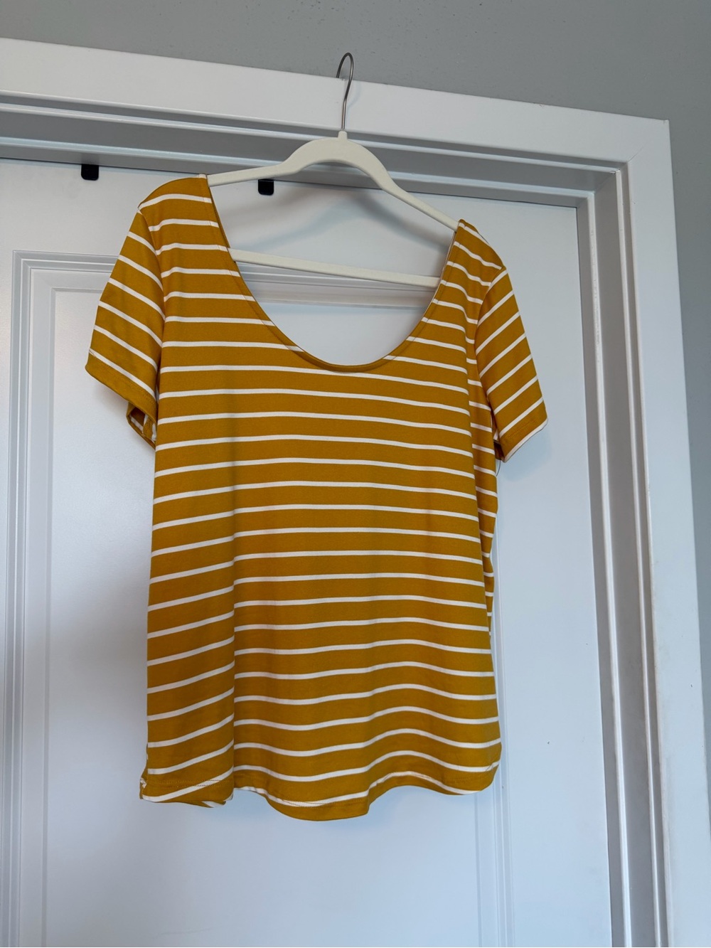 Wantable Double Take Stripe Tee Mustard XL NWT Modal Stretch Striped Top
